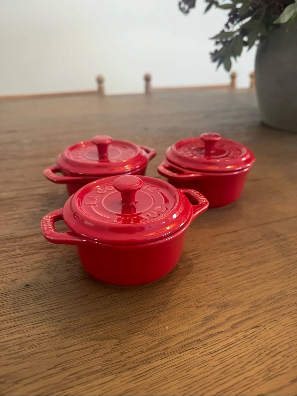 Staub Ceramic 3-pc Mini Round Cocotte Set - Cherry